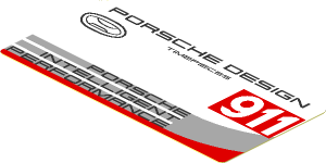 Sticker  1.8 x  3.8 with Logos, Car Door Handle and Black Grey and Red Stripes on White Background Right