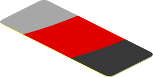 Sticker  0.8 x  1.9 with Black, Grey and Red Stripes on White Background Right