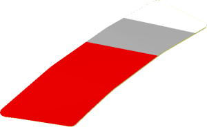 Sticker  0.8 x  2.5 with Grey and Red Stripes on White Background Left (Formed)