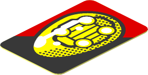 Sticker  0.8 x  1.8 with Yellow Headlamp and Red Stripe on Black Background Left