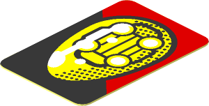 Sticker  0.8 x  1.8 with Yellow Headlamp and Red Stripe on Black Background Right