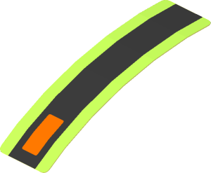 Sticker  0.8 x  3.0 with Black Line and Orange Light on Lime Backgound (Formed)