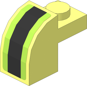 Brick  2 x  1 x  1.333 with Curved Top with Black Line on Lime Background Sticker