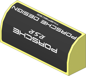 Brick  1 x  4 x  1.333 with Curved Top with White Logos on Black Background Sticker