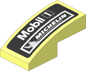 Slope Brick Curved  2 x  1 with White Logos on Black Background Right Sticker