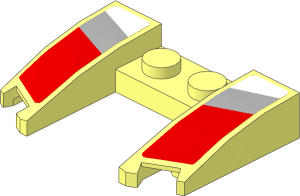 Wedge  3 x  4 x  0.667 with Grey and Red Stripes on White Background Sticker