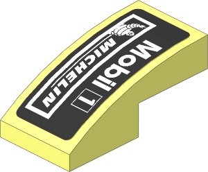 Slope Brick Curved  2 x  1 with White Logos on Black Background Left Sticker