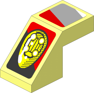 Slope Brick 45  2 x  1 with Grey and Red Stripes and Yellow Headlamp and Red Stripe on Black Background Right Stickers