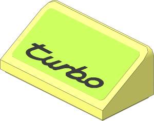Slope Brick 31  1 x  2 x  0.667 with Black "turbo" on Green Background Sticker