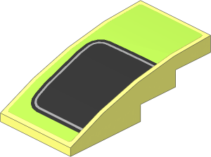Slope Brick Curved  4 x  2 with Black Trapezoid on Lime Background Left Sticker
