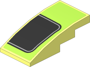 Slope Brick Curved  4 x  2 with Black Trapezoid on Lime Background Right Sticker