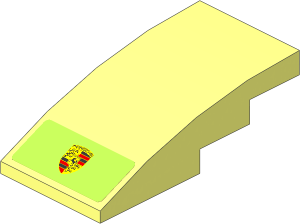 Slope Brick Curved  4 x  2 with Porsche Badge on Lime Background Sticker