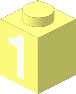 Brick  1 x  1 with White "1" Sticker