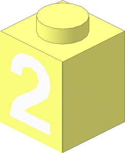 Brick  1 x  1 with White "2" Sticker