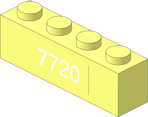 Brick  1 x  4 with White "7720" Sticker