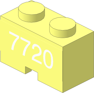 Brick  1 x  2 with Cable Cutout with White "7720" Sticker