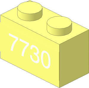 Brick  1 x  2 with White "7730" Sticker