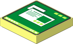 Tile  2 x  2 with Computer Monitor with Green and Lime Screen Pattern