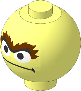 Brick Round Sphere  2 x  2 x  1.667 with Stud with Oscar the Grouch Face Pattern