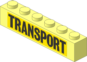 Brick  1 x  6 with Black "TRANSPORT" on Yellow Background Sticker