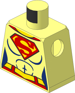 Minifig Torso with Female Outline, Yellow and Red Belt and Superman Logo Pattern