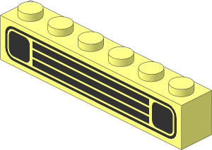 Brick  1 x  6 with Town Car Grille Black Pattern