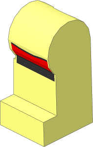 Minifig Leg Left with Nougat Leg and Silver Rimmed Boot Pattern