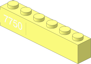 Brick  1 x  6 with White "7750" Left Sticker