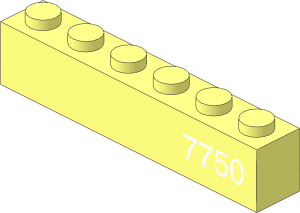Brick  1 x  6 with White "7750" Right Sticker