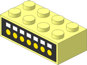 Brick  2 x  4 with  7 White Squares, 7 Yellow Circles Sticker