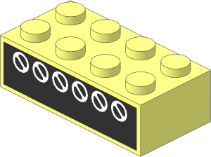 Brick  2 x  4 with  6 White Circles with Diagonals Sticker