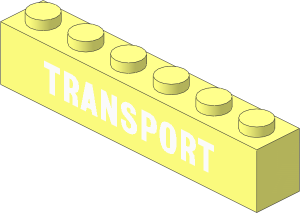 Brick  1 x  6 with White "TRANSPORT" Pattern