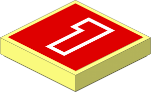 Tile  2 x  2 with Number "1" Red with White Outline Sticker