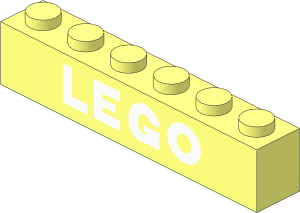 Brick  1 x  6 with White "LEGO" Pattern