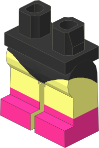 Minifig Hips and Legs with Dark Purple Boots and Black Leotard Pattern