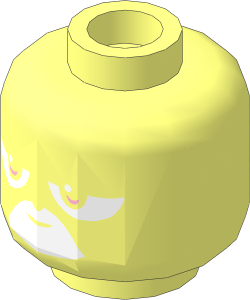 Minifig Head with White Mouth Area and Neutral White Eyes/Red Angry Eyes 2-Sided Pattern