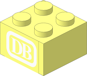 Brick  2 x  2 with White German Railways Logo Sticker