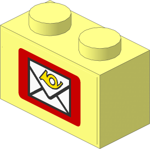 Brick  1 x  2 with Mail Logo Sticker