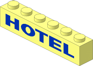 Brick  1 x  6 with Blue "HOTEL" Pattern