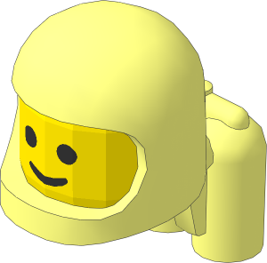 Minifig Baby Head with Space Helmet and Air Tanks and Yellow Face with Eyes and Grin Pattern