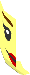 ~Minifig Head with Reddish Brown Eyebrows, Eyelashes and Smile Pattern - Half