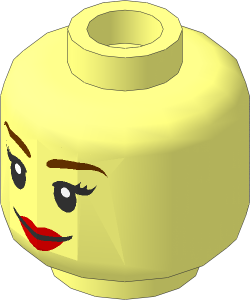 Minifig Head with Reddish Brown Eyebrows, Eyelashes and Smile/Annoyed 2-Sided Pattern