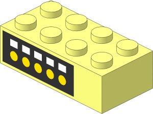 Brick  2 x  4 with  5 White Squares, 5 Yellow Circles Sticker
