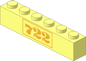 Brick  1 x  6 with Chrome Gold "722" Pattern