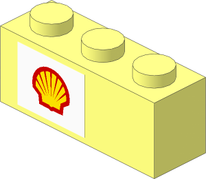 Brick  1 x  3 with Shell Logo 1971 Left Sticker