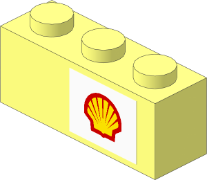 Brick  1 x  3 with Shell Logo 1971 Right Sticker