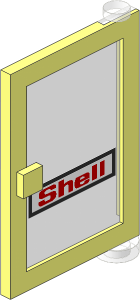 Door  1 x  4 x  5 Right with Trans Clear Glass with "Shell" Sticker