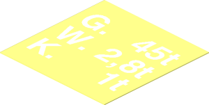 =Sticker  1.9 x  1.9 with "G. 45t" Locomotive Weight Informations