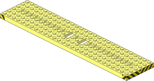 Train Base  6 x 28 with 23 Holes with Black and Yellow Danger Stripes Sticker
