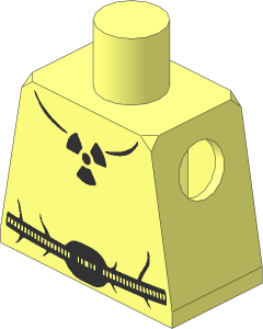 Minifig Torso with Safety Suit with Belt and Radioactivity Warning Pattern